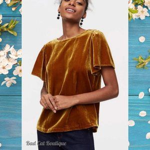 LOFT | Luxe Glam Gold Edgy Punk Rock Crushed Velvet Party Top NWOT